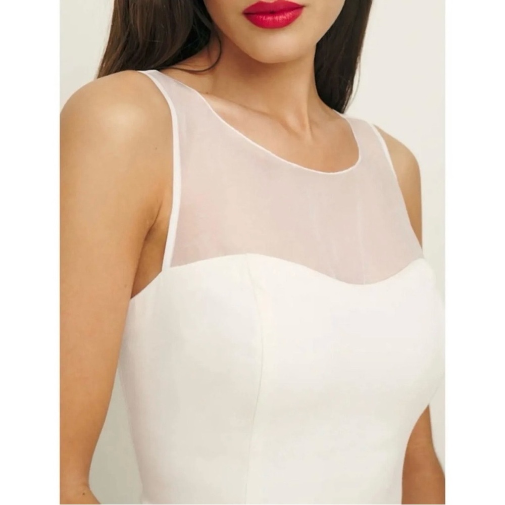 NWT Reformation Eydie Crepe Sheer Panel White Midi Dress Size 4 - Picture 2 of 11